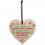 Thank You Teacher Assistant Mentor Childminder Gift Wood Heart 