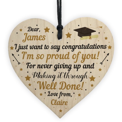 Son Daughter Graduation Gift Congratulations Wood Heart