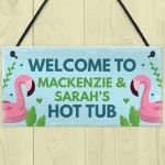 Personalised Hot Tub Sign Hanging Plaque Garden Summerhouse Sign