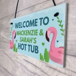 Personalised Hot Tub Sign Hanging Plaque Garden Summerhouse Sign