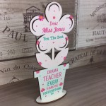 PERSONALISED Teacher Wooden Flower Assistant Thank You Gifts