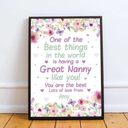 Personalised Nanny Grandma Nanny Birthday Christmas Gift Print