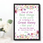 Personalised Nanny Grandma Nanny Birthday Christmas Gift Print