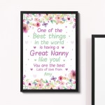 Personalised Nanny Grandma Nanny Birthday Christmas Gift Print