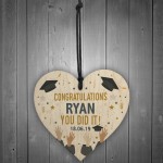 PERSONALISED Graduation Congratulations Wood Heart Graduate Gift