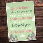 Funny Garden Rules Wall Plaque For Garden Shed Summer House