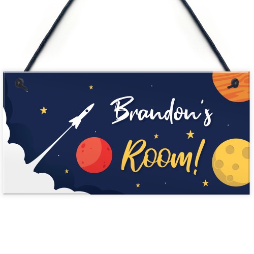 Personalised Door Space Theme Sign Kids Bedroom Grandson Son