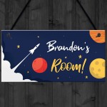 Personalised Door Space Theme Sign Kids Bedroom Grandson Son