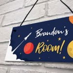 Personalised Door Space Theme Sign Kids Bedroom Grandson Son