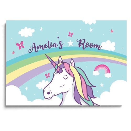 Girls Personalised Unicorn Bedroom Door Sign Birthday Daughter