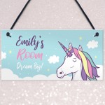 Girls Personalised Unicorn Bedroom Door Sign Birthday Christmas 