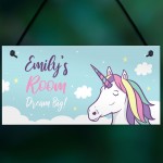 Girls Personalised Unicorn Bedroom Door Sign Birthday Christmas 