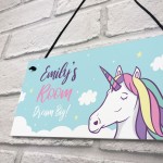 Girls Personalised Unicorn Bedroom Door Sign Birthday Christmas 