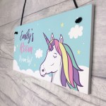 Girls Personalised Unicorn Bedroom Door Sign Birthday Christmas 