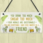 Funny Best Friend Friendship Sign Drink Too Much Alcohol Gift