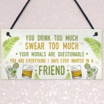 Funny Best Friend Friendship Sign Drink Too Much Alcohol Gift