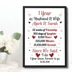 Personalised Wedding Gift 1st Year Anniversary Husband Wife Gift