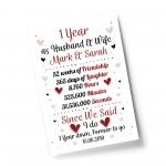 Personalised Wedding Print 1st Year Anniversary Husband Wife