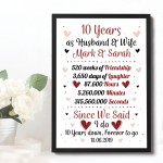 Personalised Wedding Gift 10th Year Anniversary Husband Wife