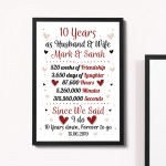 Personalised Wedding Gift 10th Year Anniversary Husband Wife