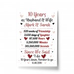 Personalised Wedding Print 10th Year Anniversary Husband Wife