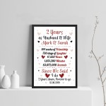 Personalised Wedding Gift 2nd Year Anniversary Husband Wife Gift