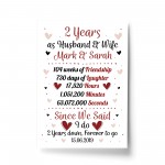 Personalised Wedding Print 2nd Year Anniversary Husband Wife