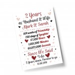 Personalised Wedding Print 2nd Year Anniversary Husband Wife