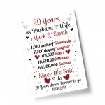 Personalised Wedding Gift 20th Year Anniversary Husband Wife