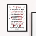 Personalised Wedding Gift 25th Year Anniversary Husband Wife