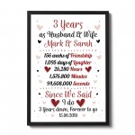 Personalised Wedding Gift 3rd Year Anniversary Husband Wife Gift