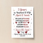 Personalised Wedding Print 3rd Year Anniversary Husband Wife