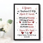 Personalised Wedding Gift 4th Year Anniversary Husband Wife Gift