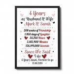 Personalised Wedding Gift 4th Year Anniversary Husband Wife Gift