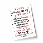 Personalised Wedding Print 4th Year Anniversary Husband Wife