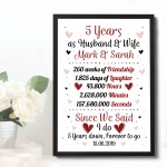 Personalised Wedding Gift 5th Year Anniversary Husband Wife Gift