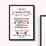 Personalised Wedding Gift 5th Year Anniversary Husband Wife Gift