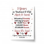 Personalised Wedding Print 5th Year Anniversary Husband Wife