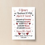 Personalised Wedding Print 5th Year Anniversary Husband Wife