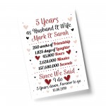 Personalised Wedding Print 5th Year Anniversary Husband Wife