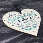 PERSONALISED Wooden Heart Birthday Gift For SON Novelty Birthday