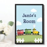 Personalised Nursery Art Train Print Picture for Baby Toddler