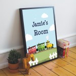 Personalised Nursery Art Train Print Picture for Baby Toddler