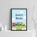 Personalised Nursery Art Train Print Picture for Baby Toddler