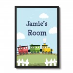 Personalised Nursery Art Train Print Picture for Baby Toddler