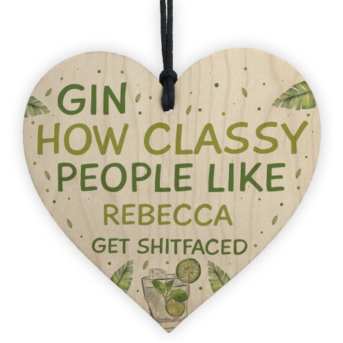 Funny Gin Gift Novelty Gin Sign Wooden Heart Funny Bar Sign