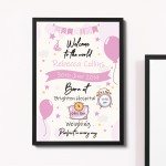 Newborn Baby Gift Baby Girl Christening Gift Baby Nursery Print