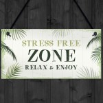 Stress Free Zone Sign Hot Tub Plaque Garden Shed Sumerhouse Sign