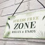 Stress Free Zone Sign Hot Tub Plaque Garden Shed Sumerhouse Sign