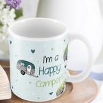 Happy Camper Caravan Mug Novelty Gift Mum Dad Nanny Grandad